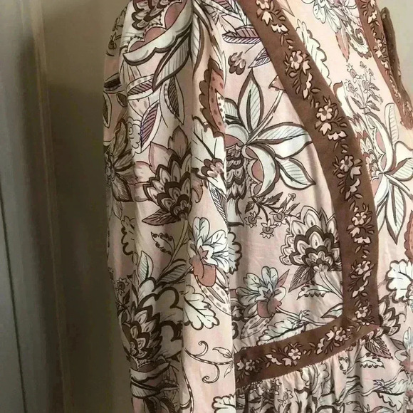 J Jill Women’s Small Petite Pink Floral Tunic Blouse Vneck L/S - Picture 5 of 8
